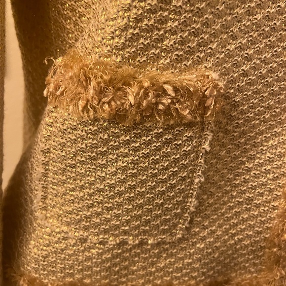 Le Superbe gold tweed blazer snap closures hot pink fringe detail NWOT Size Med - Picture 8 of 13